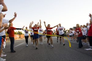 Governor Granholm and others at the finish line at the 2008 Mackinac Bridge Labor Day Run