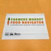 Farmers Market Food Navigator table runner with the F M F N logo on it.