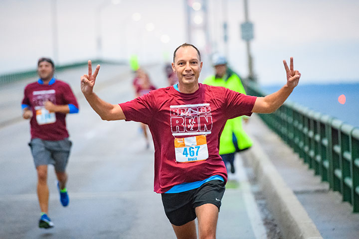Michigan Labor Day Bridge Run Man Running