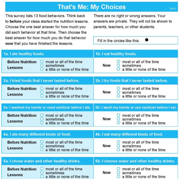 That's Me: My Choices Scantron Survey